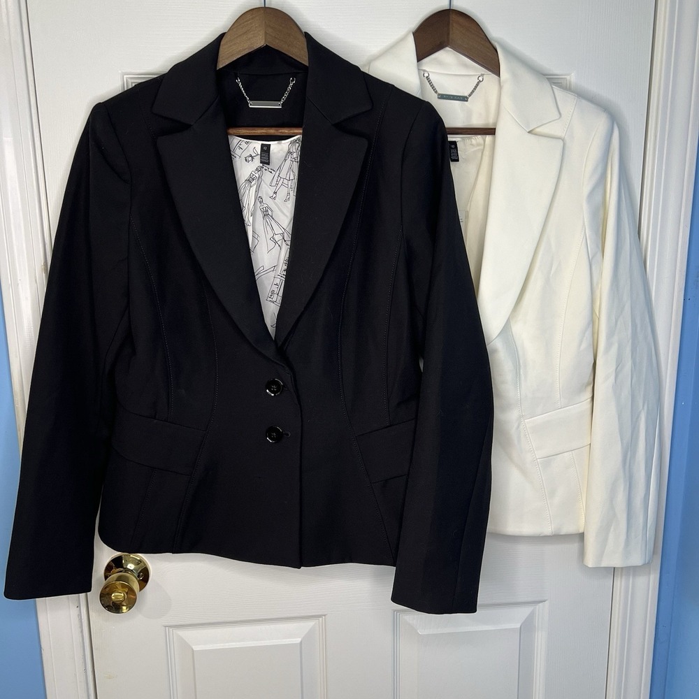 2 White House Black Market Women's Signature Blazers - 1 Black, 1 White